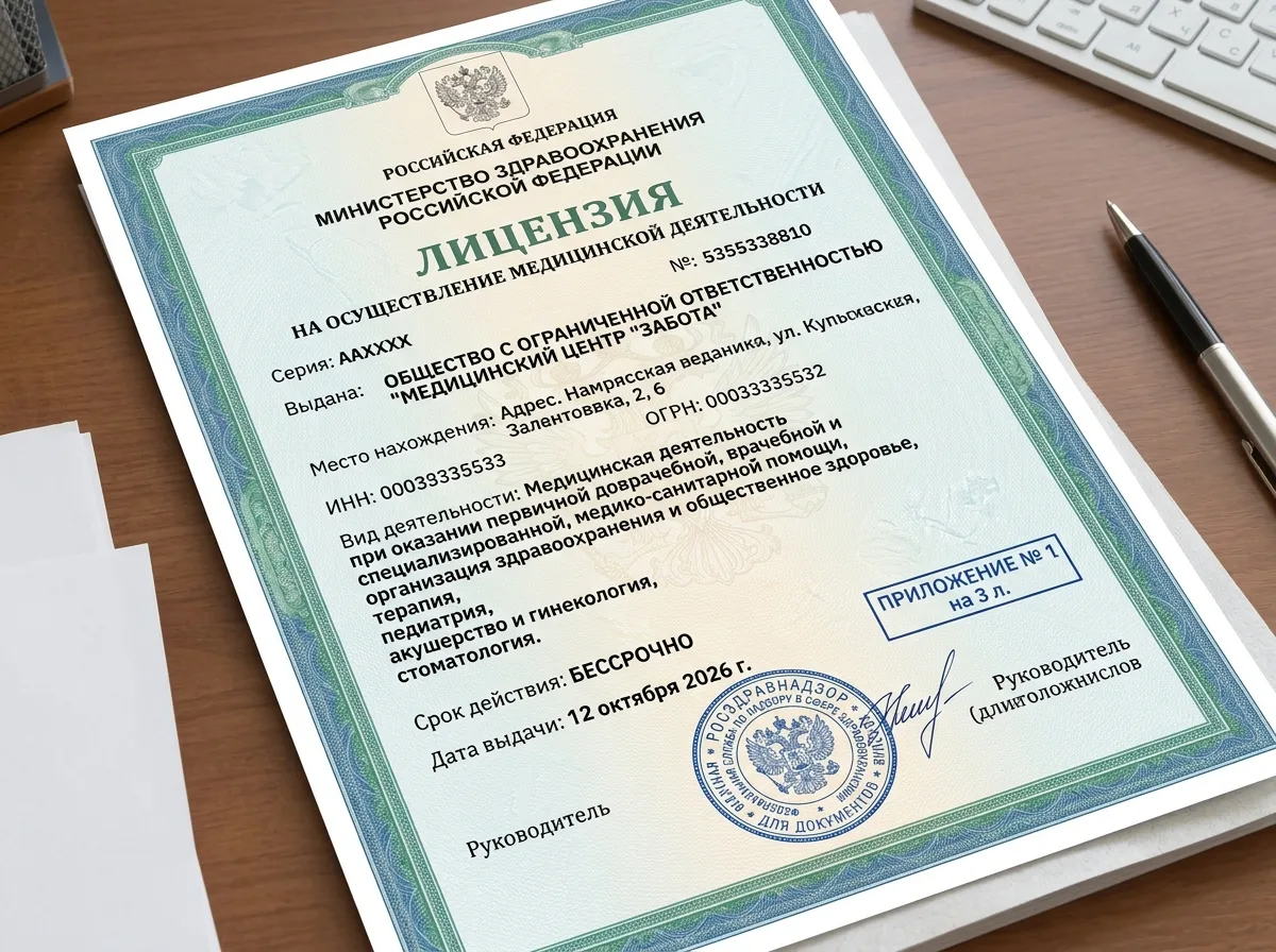 Медицинская лицензия на осуществление деятельности в сфере здравоохранения: официальный бланк с печатью, государственный бланк России